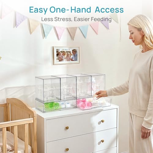 Vtopmart 6 Pack Clear Baby Bottle Organizer Set, Stackable Storage Drawers Ideal for Kichen Countertop, Vanity, Bathroom, Cabinet, Pantry Organization - style: 4 High+2 Wide