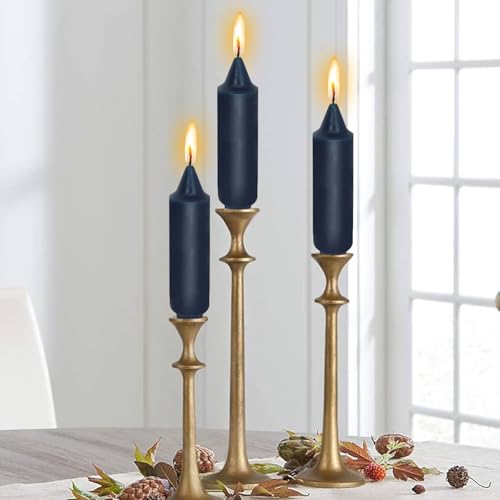 NJAO HOO Navy Short Taper Candle 5 Inch Candlesticks Unscented Dripless Tapered Candle Set for Home Decor Wedding Party Dinner Candles, 4 Pack - color: Navy, size: 5 In