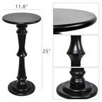 SwallowLiving Solid Wood Side Table - 12" Round Pedestal Drink Table for Small Spaces - Modern Black End Tables for Sofa Side & Narrow Nightstand - Elegant Tall Plant Stand & Accent Tables - 25" H - color: Black Hourglass