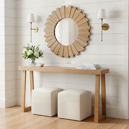 Plank+Beam Solid Wood Console Table, 66 Inch, Sofa Table, Narrow Entryway Table for Hallway, Behind The Couch, Living Room, Foyer, Easy Assembly, Pecan - color: Pecan, size: 66" Console Table