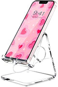 Crpich Acrylic Cell Phone Stand, Portable Phone Holder, Clear Phone Stand for Desk, Compatible with Phone16 15 14 13 Pro Max Mini 12 11 SE, Switch, Android Smartphone, Pad, Tablet, Desk Accessories - color: Clear