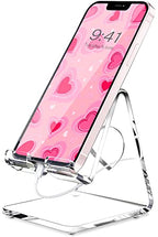 Crpich Acrylic Cell Phone Stand, Portable Phone Holder, Clear Phone Stand for Desk, Compatible with Phone16 15 14 13 Pro Max Mini 12 11 SE, Switch, Android Smartphone, Pad, Tablet, Desk Accessories - color: Clear