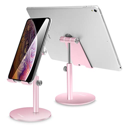 AICase Adjustable Tablet/Phone Stand, Telescopic Adjustable iPad Stand Holder,Universal Multi Angle Aluminum Stand Compatible with Smart Cell Phone/Tablet/iPad(4-13 inch), Rose Gold - color: Rose Gold