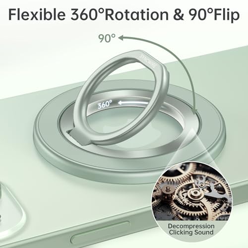SYNCWIRE Magnetic Phone Ring Holder for MagSafe, 360° Rotation Cell Phone Grip Stand Finger Ring Kickstand Two-Sided Magnet Compatible with iPhone 17 Pro Max 16 15 14 13 12 MagSafe Accessories - color: Single Ring-1PCS-Green