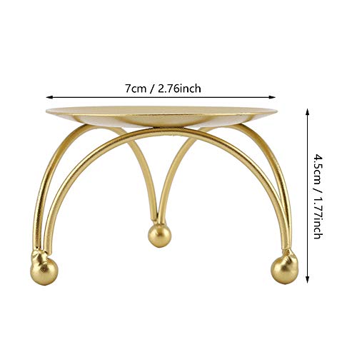 Iron Candle Holder, Solid Round Tray for Candles and Plates, with Triangular Bracket for Stability, European Style Table Decoration for Home Dining