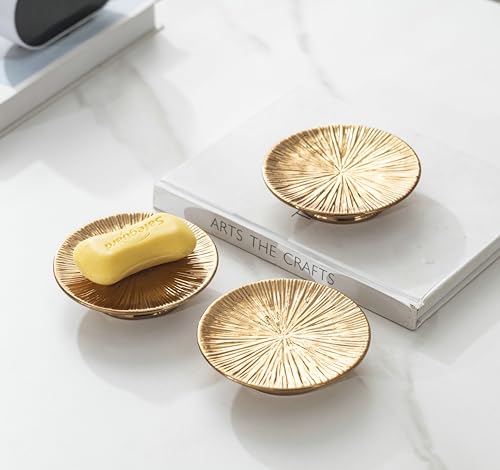 Ceramic Bronze Candle Plate Set, 3-Piece – Decorative Candle Holder Tray for Pillar Candles, Jewelry, Trinkets or Bathroom Counter – Antique Bronze Finish for Tabletop & Home Décor - color: Bronze