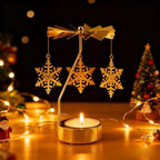 Self Rotary Candle Holder, Metal Spinning Tea Light Holders Automatic Rotating, Romantic Aroma Tea Candle Round Holder, Unicorn, Snowflower, Kids, Leather Candle Holder (Snowflower) - color: Snowflower