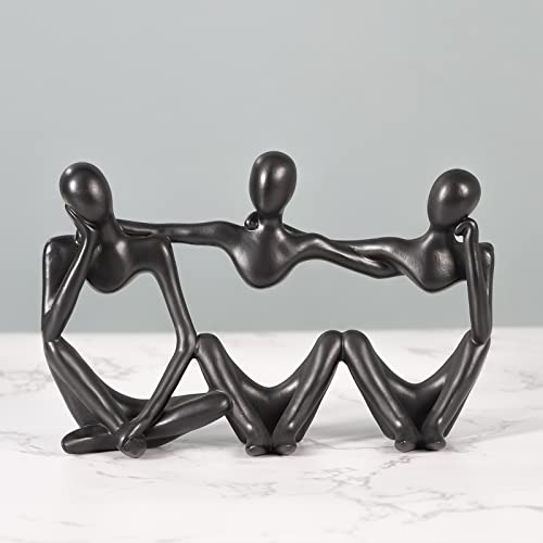 BMLCGJ Thinker Statue Gold Decor Abstract Art Sculpture, Golden Resin Collectible Figurines for Home Living Room Office Shelf Decoration,Great Gifts Ideas (Conjoined Body-Black) - color: Conjoined Body-black