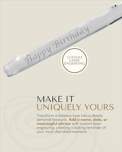 Forever Rose The Silver Dipped Rose, Custom Laser Engraved Silver Flower in an Elegant Glass Vase & Gift Ready Box, Handcrafted Luxury Anniversary, Birthday, Wedding or Valentine’s Keepsake - color: Silver