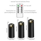 kakoya Flickering Flameless Candles, Battery Operated Plastic LED Pillar Candles with Remote Control and Timer, Set of 24 (Black) - color: Black-24pcs