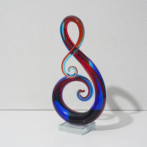 Handmade Glass Sculpture, Luxury Home Decor Art Object, Unique Decorative Tabletop Figurine for Living Room, Coffee Table, Mantel, Showroom – Modern Artistic Centerpiece (Colorful Clouds) - color: Colorful Clouds