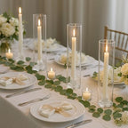 Hurricane Candle Holder Thickened Cylinder Covers 4 Pcs Taper Candle Sticks Holder Glass Tall Candlesticks Holders Centerpiece for Wedding Dining Table - color: Clear