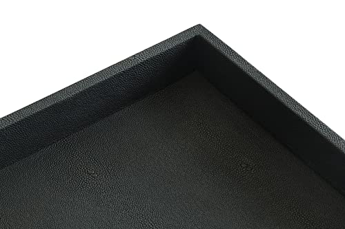 HofferRuffer Extra Large Square Serving Tray, Elegant Faux Leather Ottoman Tray with Gold Hardware Handles, Serve Tea, Coffee or Breakfast in Bed, 23.6 x 23.6 inches, Black Large Square - color: Black, size: 23.6" x 23.6" x 2"