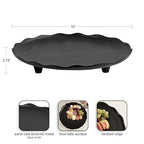 Kate and Laurel Alessia Modern Decorative Scalloped Round Footed Metal Tray; 16 Inch Diameter; Black; Transitional Food-Safe Cast Aluminum Pedestal Tray with Rough Texture and Deckled Edge - color: Black