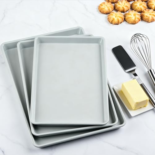 Cookie Sheets for Baking 18x13", Half Ceramic Baking Sheet, Non-Stick & Non-Toxic Ceramic Coating, 2.2mm Thick Aluminum Oven Trays for Cooking, PTFE & PFOA Free - size: baking sheet 18x13"