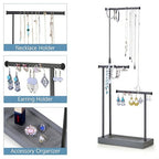 SRIWATANA Jewelry Organizer Display Extra Tall Necklace Holder 3 Tier Jewelry Tree Stand, Gift Idea (Weathered Grey & Black) - color: weathered grey