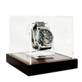 Single Watch Display Case, 3mm Clear Acrylic Watch Box with Solid Wood Base, Built-in Holder, No Assembly Required - Luxury Watch Holder for Men & Women (4.25" W x 4.25" D x 3.85" H) - size: Display Case (No LED) For 1 Watch
