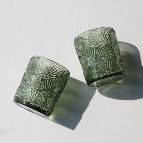 Woho Green Votive Candle Holders Set of 12, Green Glass Tealight Candle Holder for Wedding Party Table Centerpiece, Tea Lights Candle Holder Vintage for Fall Thanksgiving Christmas Decor - color: Green