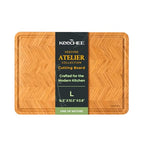Keechee Atelier Collection Bamboo Cutting Board, Reversible Wood Chopping Boards for Kitchen with Juice Grooves, Handcrafted Large Serving Tray, Luxury Housewarming Wedding Gifts for New Home - size: One Piece M