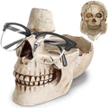 READAEER Skull Glasses Stand Holder, Creative Eyeglasses Holder, Sunglasses Spectacle Display Rack, Key Holder Resin Sculptures for Entryway, Home, Office, Desk, Nightstand (White) - color: White