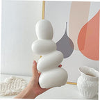 Holibanna Abstract Modern Ceramic Vase Cobblestone Shape for Dried Flowers Unique Home Decor for Tabletop and Office Decoration White Artistic Design