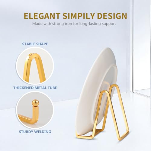 Plate Holder Easel Display Stand - 4.5 inch Metal Plate Stands for Display - Tabletop Picture Stand - Gold Iron Easels for Display Pictures | Photo Frames | Book | Decorative Plates | Plaque -4 Pack - size: 4.5 inch-4
