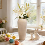 Tall Ceramic Vase 12 Inch Neutral Textured Vase,Cream Ceramic Vase for Home Decor,Farmhouse Tall Ceramic Flower Vase for Dining Table,Living Room,Kitchen,Bedroom,Entryway - size: 12 Inch