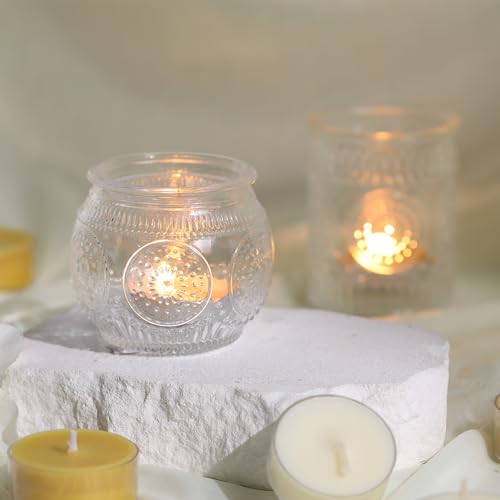30 Pcs Assorted Clear Votive Candle Holders, Wedding Centerpieces Table Decorations, Glass Tea Lights Candle Holder for Party Decorations, Vintage Boho Candle Holders Bulk for Wedding Receptions - color: Clear