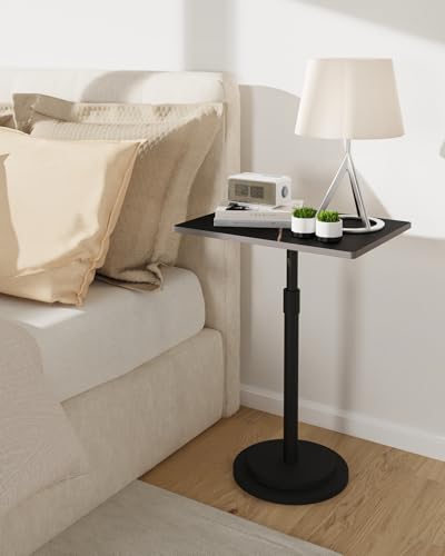 Small Side Table, Height Adjustable Nightstand, Square Indoor Metal Plant Stand, for Living Room, Bedroom, Office, Bathroom, 1 Pack, Black, GBZ001RB-1 - color: Black, size: Rectangle