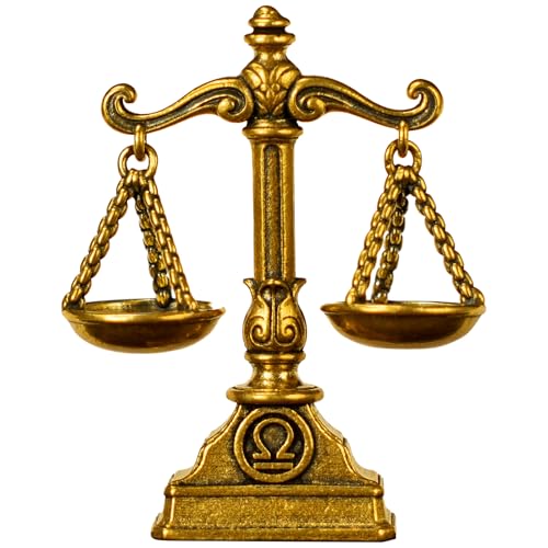 Libra – Libra Scales Zodiac Brass Sculpture – 100% Solid Handcrafted Retro Figurine, Unique Home & Office Decor, Ideal Astrology Gift - style: Libra