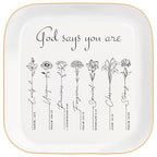 God Says You Are - Christian Bible Verse Jewelry Dish Trinket Tray - Unique Ceramic Ring Jewelry Tray for Women (Lovely) - style: Lovely-1