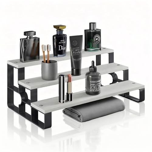 Wood Cologne Organizer for Men,Perfume Organizer for Bathroom Countertop,3 Tier Makeup Organizer for Bedroom Decor,Skincare Storage,Display Stand Shelf,Valentine's Day Gift (White 11.2") - color: White, size: 3 Tiers-width=11.2"
