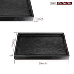 30x24 inches Rectangle Leather Ottoman Serving Tray with Hole Handles, Extra Large Modern Service Tray for Living Room, Coffee Table, Bed, Tea, Food, Countertop, Kitchen, Dinner, Picnic (Black) - color: Black, size: 30" x 24" x 2"