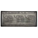 HF by LT Elephants Pattern Metal Boot Tray, 30 x 13 inches, Antique Zinc Finish - color: Elephants Pattern, Antique Zinc Finish