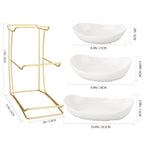 YYW 3 Tier Fruit Bowl for Kitchen Counter, White Gold Ceramic Fruit Stand for Countertop, Home Fruit Rack with Holder, Vegetable Bowl Snacks Nuts Bread Candy Storage (White) - color: White