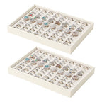 Stackable Jewelry Organizer Tray For Drawers,White Leather Small Earring Storage Tray,Bracelet And Necklace Display Box,Jewelry Ring Display Case (Creamy White 80 Grids Ring) - style: Creamy White 80 Grids Ring