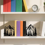 Metal Bookends Mountain Bookends Decorative Modern Book Ends for Shelves Bookshelf Home Office Desk Decorative Shelf Stoppers for Books Space-Saving Desk Organizer - style: Mountain Decorative Bookends