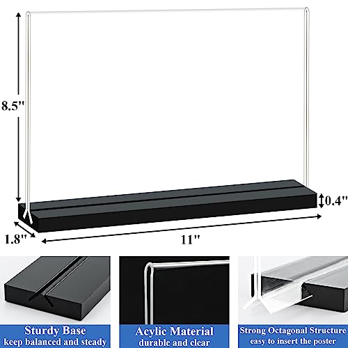 Acrylic Sign Holder 11x8.5 '' Horizontal T-Shaped Clear Double-Sided Table Menu Stands Plastic Picture Frames Display Desktop Display Holders for Wedding Table,Restaurant Signs,Office, Store,6 Pack - size: Horizontal 6 Pack 8.5x11