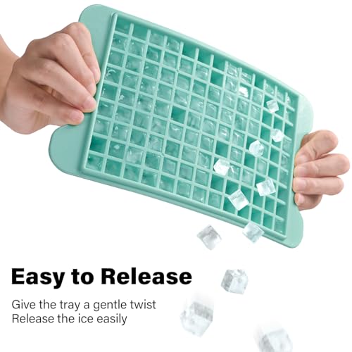 Mini Ice Cube Tray for Freezer: FDDBI Small Ice Trays for Freezer with Bin - 117×4PCS Easy Release Nugget Ice Tray - Crushed Ice Tray with Container - color: blue-gray