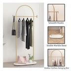 Gold Clothing Rack with Marble Base, Modern Gold Coat Racks Freestanding with 2 Hooks, Heavy Duty Clothes Rack, Coat Rack Stand for Entryway, Bedroom, Living Room, Boutiques - style: Coat-23.6''W