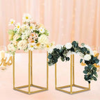 Efavormart 2 Pack 12" Matte Gold Wedding Flower Stand Metal Vase Column Stand Geometric Centerpiece Vase - color: Gold, size: 2 Pack 12''
