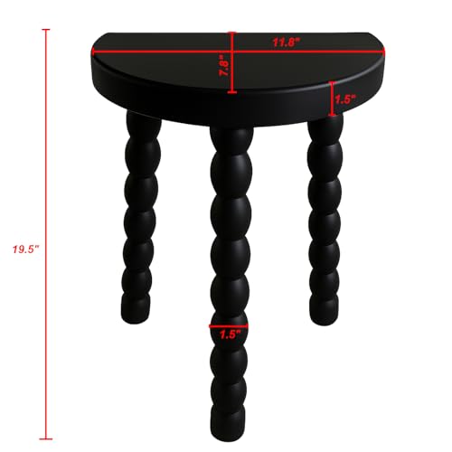 LitaEther Wooden Bobbin Side Table - Plant Stand - Half Round Table - Wooden Accent Stool- Minimalist Decorative Table for Bedroom, Hallway, Living Room (2, Black) - color: Black