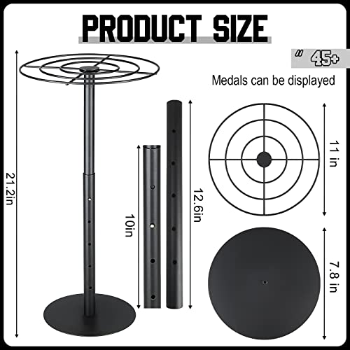 Shimeyao Medal Hanger Display Rotatable Medal Holder DisplayRotating Metals Display Rack Adjustable Award Holder Stand for Basketball Running Sports Race, 45+ Plaques - color: Black