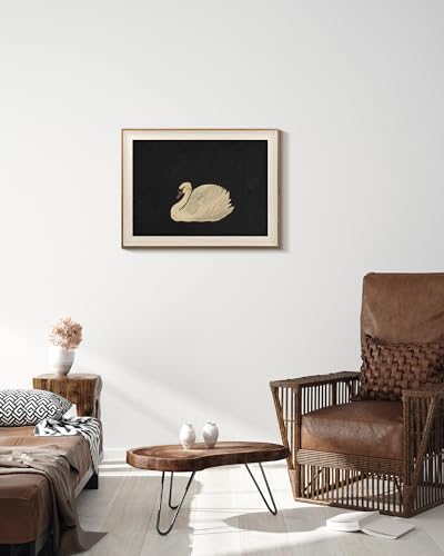 VIYYIEA Framed Wall Art for Living Room, Swan Art Canvas Prints, Vintage Home Decor, Animals Painting Picture, Bathroom Wall Decor Gifts for Friends or Family - 16L x 12W - color: Animal-【Zwaan】, size: 16"L x 12"W