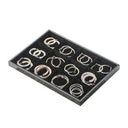 Jewelry Organizer Tray，Stackable Jewelry Drawer Organizer for Beads Rings Earrings Storage Display (Black, 12 Grids) - size: 12 Grids