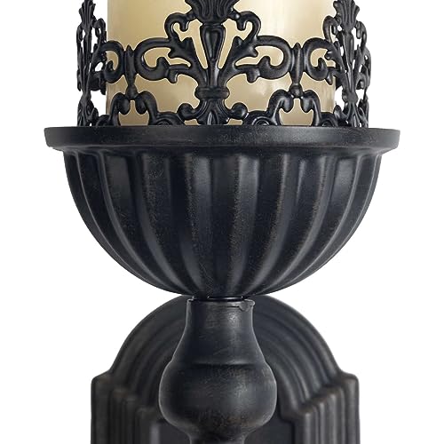 Gothic Wall Sconce Candle Holder (Set of 2) Black Crown and Scepter Design Wall-Mount Metal Candle Holders Hanging Iron Wall Candle Sconce Holder for Living Room, Bathroom, Dining Room - color: Crown Sconce - Standard