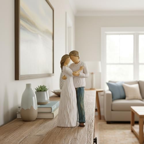 NAN ZAI NAN FANG Couple Figurine Romantic Wedding for Wife Couples 8.8" Resin Hand Painted Sculpture Couple Statue Best Marriage Anniversary Valentine Birthday Gift for Her Girlfriend Women - style: Love and Promise
