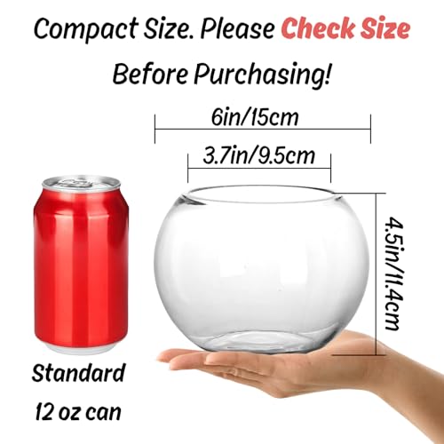 YOUEON 4 Pcs Small Glass Bubble Bowl Vases 6" W x 4.5" H, Round Floating Candle Holders, Glass Terrarium Bowls, Globe Flower Vase Centerpiece for Wedding Event Home Decor