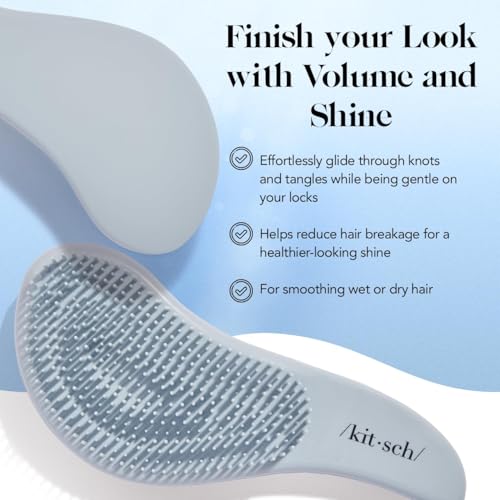 Kitsch Detangler Brush – Gentle Curly Hair Brush with Flexible Bristles for All Hair Types - Wet or Dry | Detangling Hair Brushes for Women & Men, Hairbrush for Adults & Kids - Haze Blue - color: Haze Blue