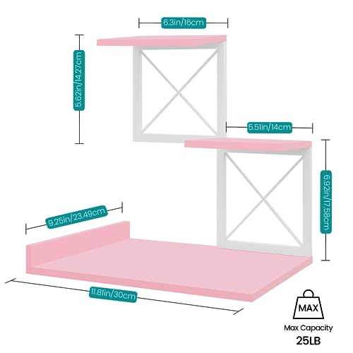 ELITEROO Desktop Shelf, Aesthetic Desk Organizer Table Top Mini Bookshelf, 3 Tier Wooden Desk Supplies Organizers and Storage Stand Cubicle Accessories for Women Office, Pink - color: Pink